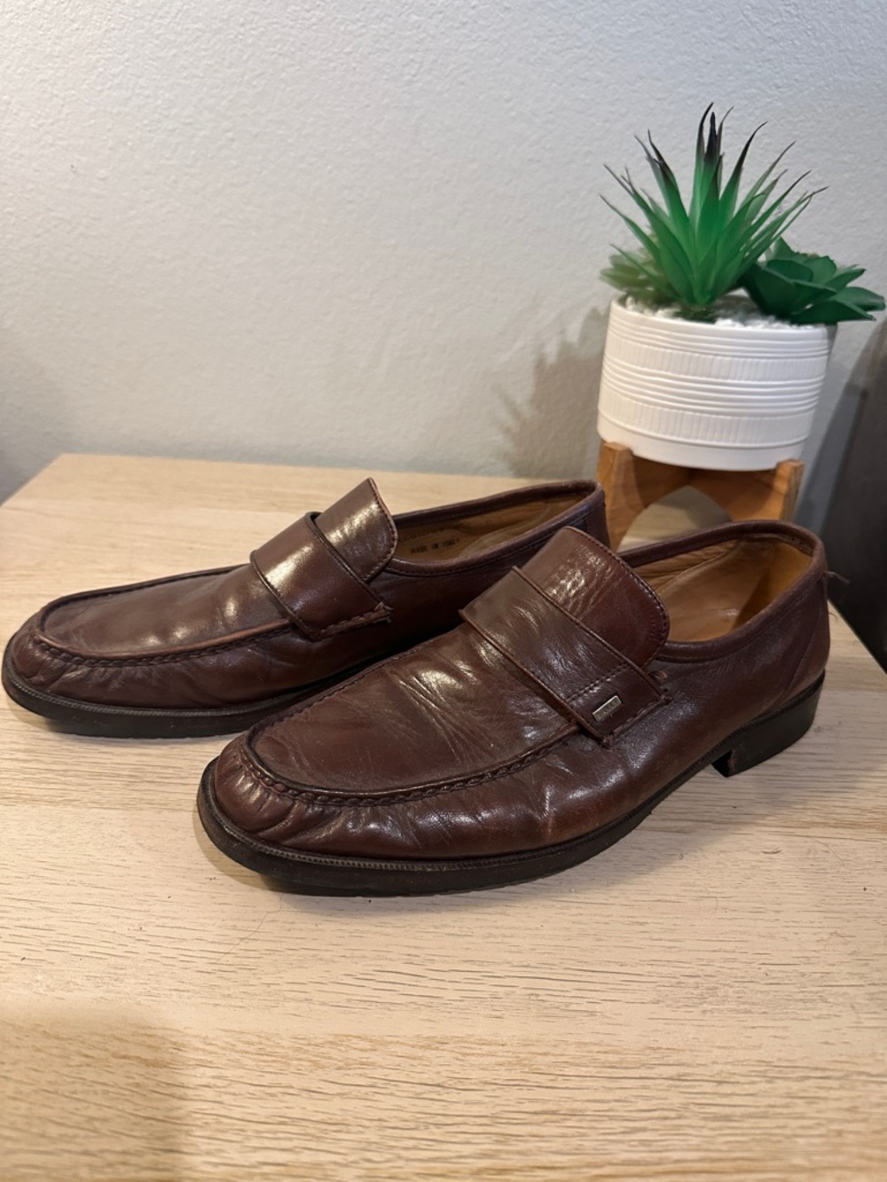Bally Brown Leather Slip-On Loafers